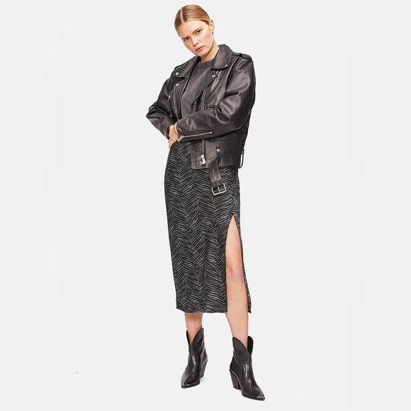 Anine Bing Dolly Silk Skirt Willow Green Zebra NWT XS - Picture 4 of 8